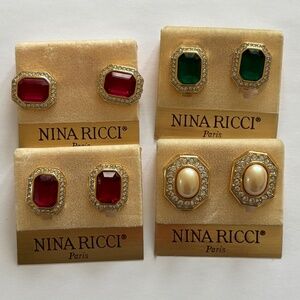 Nina Ricci - 4 Pairs of Dead Stock Clip On Earrings Vintage